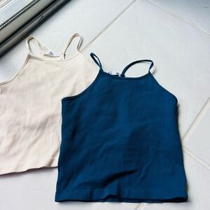 Amazon Women's Ribbed Tank Tops in Cream and Navy